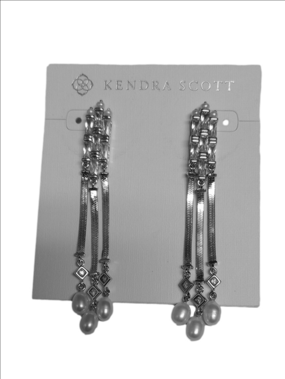 🆕✨KENDRA SCOTT "GRACIE" LINEAR PEARL CRYSTALS EARPOST DROP EARRINGS - Picture 4 of 7